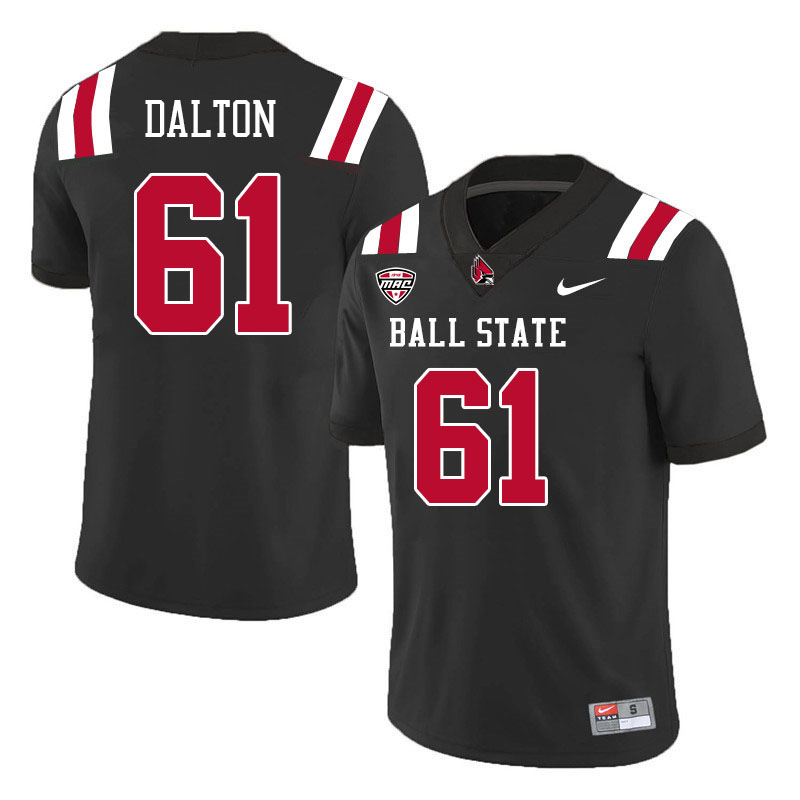 Ball State Cardinals #61 Luke Dalton College Football Jerseys Stitched-Black